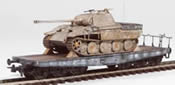 German WWII Panther Winter Camo with battle damage loaded on a heavy 6 axle DRB flat car